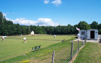 Photo of the croquet lawns at CERN in Geneva on a sunny day