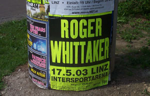 Photo of a poster advertising a Roger Whittaker concert in Linz.