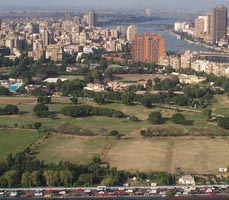 Photo of the Gezira sports club in Cairo taken from the top of the Cairo Tower.